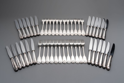 A French 111-piece silver-plated cutlery set, model Coquille, Christofle, 20th C.