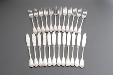 A French 111-piece silver-plated cutlery set, model Coquille, Christofle, 20th C.