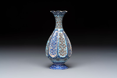 A Persian minakari enamelled copper vase, 20th C.