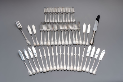 A French 118-piece silver-plated cutlery set, model Marly, Christofle, 20th C.