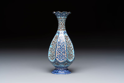 A Persian minakari enamelled copper vase, 20th C.