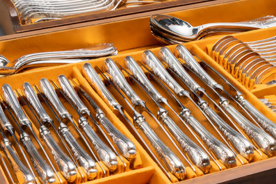 A French 118-piece silver-plated cutlery set, model Marly, Christofle, 20th C.