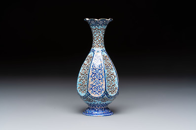 A Persian minakari enamelled copper vase, 20th C.