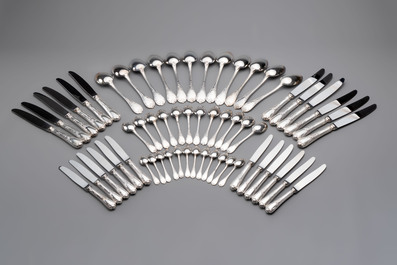 A French 118-piece silver-plated cutlery set, model Marly, Christofle, 20th C.