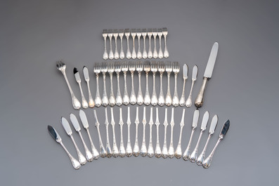 A French 118-piece silver-plated cutlery set, model Marly, Christofle, 20th C.