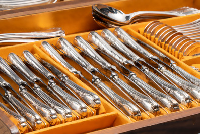 A French 118-piece silver-plated cutlery set, model Marly, Christofle, 20th C.
