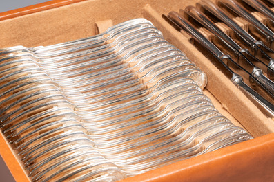 A French 111-piece silver-plated cutlery set, model Coquille, Christofle, 20th C.