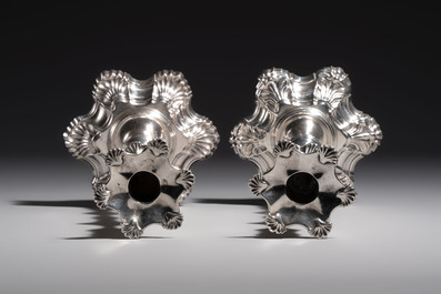 Two English silver candlesticks, William Cafe, London, dated 1751 and 1774