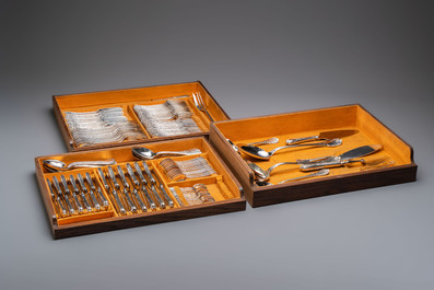 A French 118-piece silver-plated cutlery set, model Marly, Christofle, 20th C.