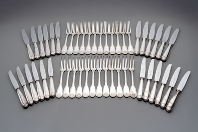 A French 111-piece silver-plated cutlery set, model Coquille, Christofle, 20th C.