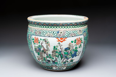 A Chinese famille verte 'Phoenix and Mountainous Landscape' jardini&egrave;re, 19th C.