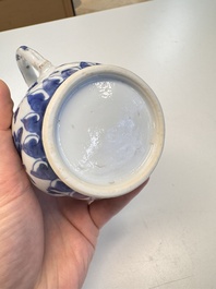 A Chinese blue and white twisted jug with floral design, Kangxi