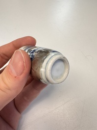 A fine Chinese blue, white and copper-red 'Yu Lou Fu Zhao 玉樓赴召' snuff bottle, 19th C.