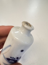 Four Chinese blue and white snuff bottles, 19th C.