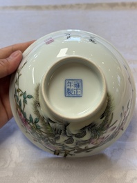 A Chinese falangcai 'Birds and Peonies' bowl, Yongzheng mark, Republic