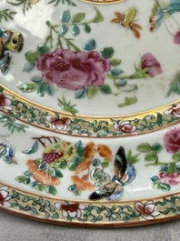 Three Chinese Canton famille rose plates for the Islamic market, 19th C.