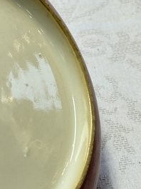 A pair of Chinese coral-red-glazed plates, Qianlong