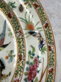 Three Chinese Canton famille rose plates for the Islamic market, 19th C.