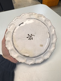 A Chinese Canton enamel flower-shaped 'Three Star Gods' plate, Qianlong