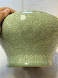 A Chinese celadon-glazed 'Flower Scroll' jar, Qianlong