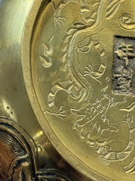A Chinese bronze 'Journey to the West' censer, Xuande mark, 19th C.