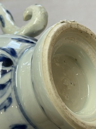 A Chinese blue and white 'Floral' jug, Transitional period