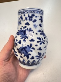 A Chinese blue and white twisted jug with floral design, Kangxi