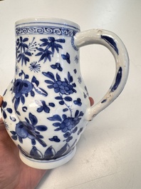 A Chinese blue and white twisted jug with floral design, Kangxi