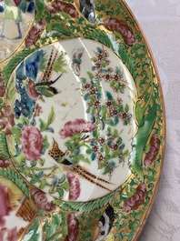 Three Chinese Canton famille rose plates for the Islamic market, 19th C.