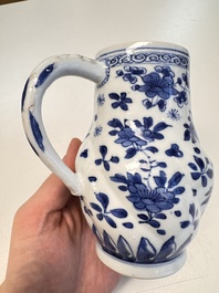 A Chinese blue and white twisted jug with floral design, Kangxi
