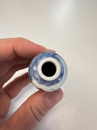 A fine Chinese blue, white and copper-red 'Yu Lou Fu Zhao 玉樓赴召' snuff bottle, 19th C.
