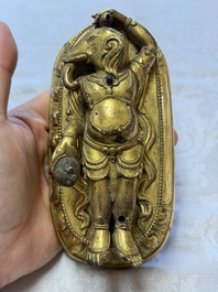 A fine Sino-Tibetan gilt-bronze figure of Mahakala, 18th C.
