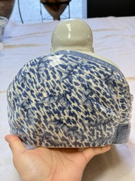 A Chinese blue and white Milefo Buddha, Wei Hongtai 魏洪泰 mark, 19th C.
