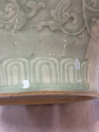 A Chinese celadon-glazed 'Flower Scroll' jar, Qianlong