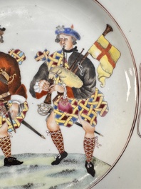 A very rare Chinese export 'Scotsmen' plate, Qianlong, ca. 1745