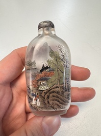 Six Chinese famille rose, enamelled copper and inside-painted glass snuff bottles, various signatures, Qianlong mark, 19/20th C.