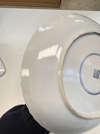 A pair of Chinese famille verte 'Antiquities' dishes, Kangxi