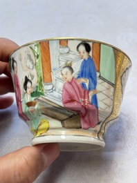 A Chinese Canton famille rose 'Rockefeller Pattern' cup and saucer, 19th C.