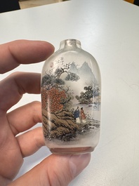 Six Chinese famille rose, enamelled copper and inside-painted glass snuff bottles, various signatures, Qianlong mark, 19/20th C.