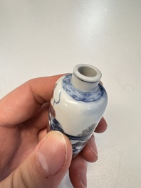 A fine Chinese blue, white and copper-red 'Yu Lou Fu Zhao 玉樓赴召' snuff bottle, 19th C.