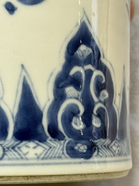 A Chinese blue and white vase with floral design, Kangxi