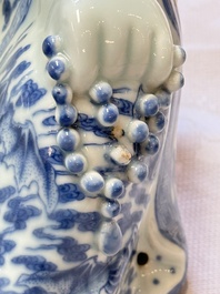 A Chinese blue and white Milefo Buddha, Wei Hongtai 魏洪泰 mark, 19th C.