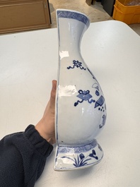 A Chinese blue and white 'Antiquities' wall vase, Kangxi