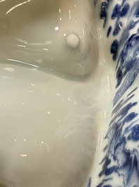 A Chinese blue and white Milefo Buddha, Wei Hongtai 魏洪泰 mark, 19th C.