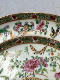 Three Chinese Canton famille rose plates for the Islamic market, 19th C.