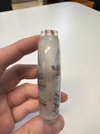 Six Chinese famille rose, enamelled copper and inside-painted glass snuff bottles, various signatures, Qianlong mark, 19/20th C.