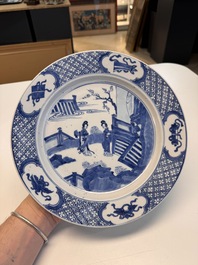 A Chinese blue and white 'Elegant Beauties' plate, Kangxi mark and of the period
