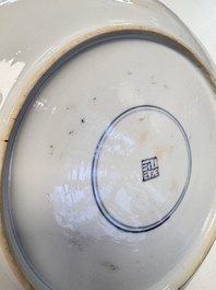 A pair of Chinese famille verte 'Antiquities' dishes, Kangxi