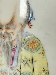 A Chinese famille rose 'Magu and Shoulao' vase, Shen De Tang Zhi 慎德堂製 mark, Republic