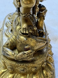 A fine Sino-Tibetan gilt-bronze figure of Mahakala, 18th C.